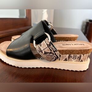 Black and Snake Print Sandals